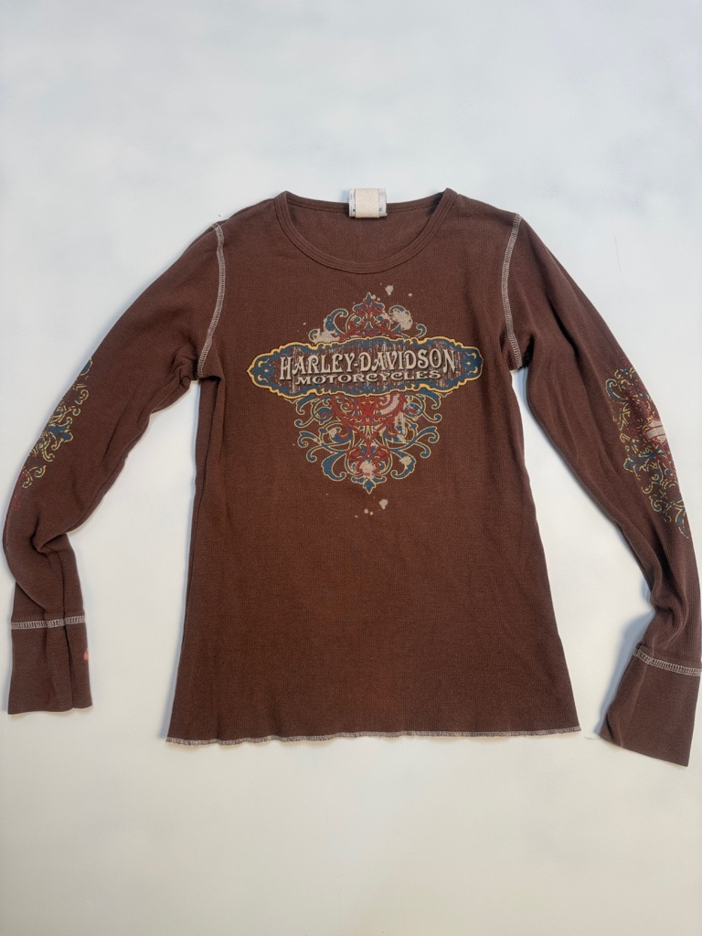 Women's Harley-Davidson Brown Long Sleeve Graphic Tee Size Medium